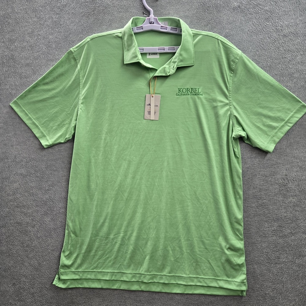 Peter Millar Men Polo L Green Embroidered Melange‎ Featherweight UPF 50 NWT